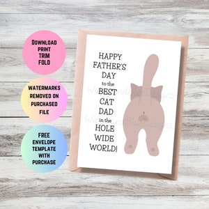 Druckbare lustige Vatertagskarte, beste Katze Papa Vatertagskarte, lustiges Wortspiel Katzenpapa Karte, lustige Karte Katzenpapa, Karte für Katzenpapa