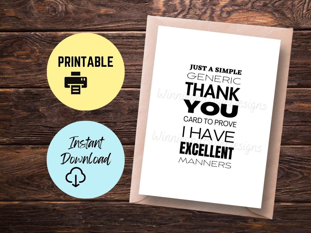 Funny Thank You Card, Printable Generic Thank You Card, Funny Thank You ...