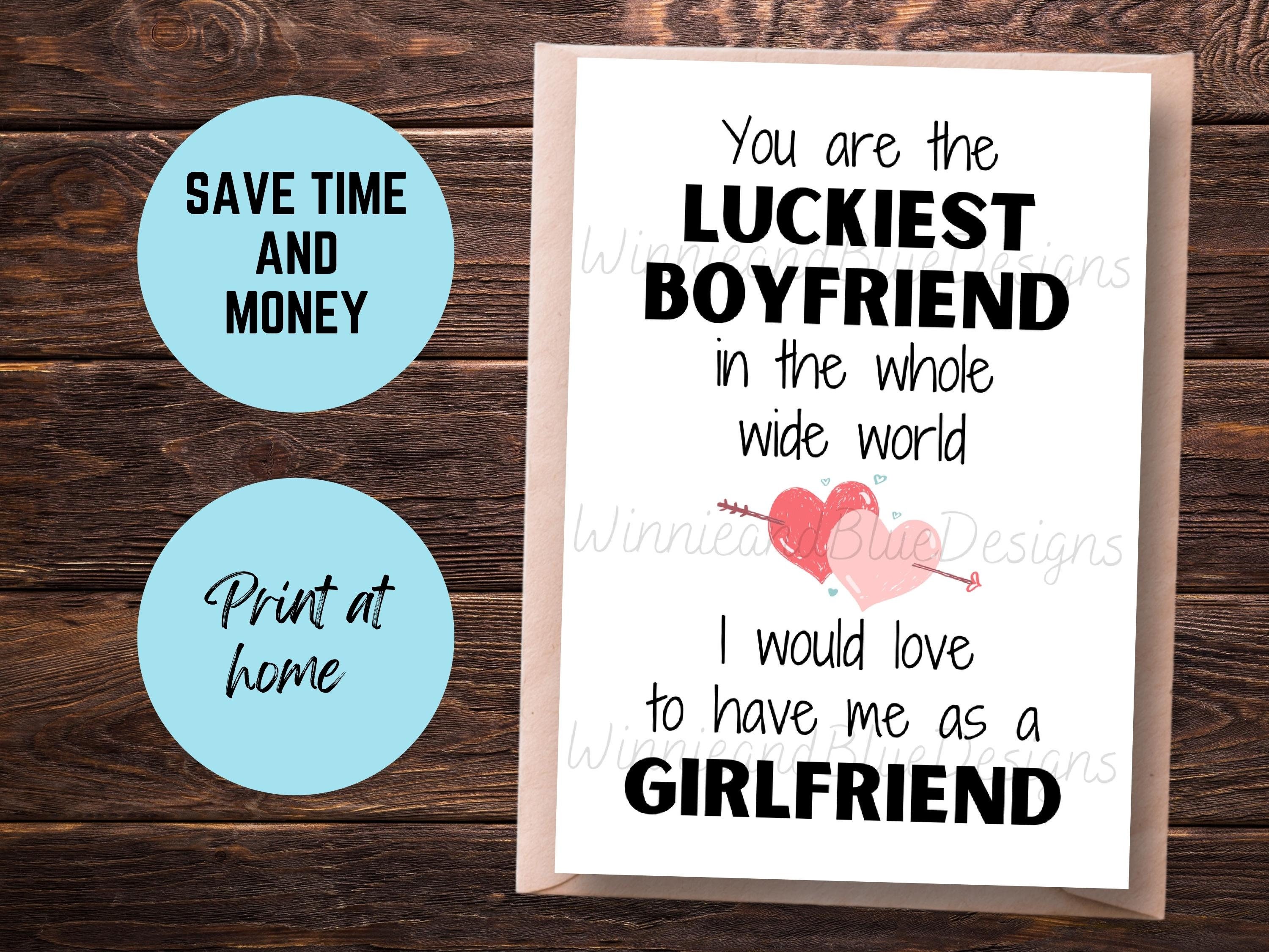 Funny Boyfriend Birthday Card Printable Luckiest Boyfriend Etsy