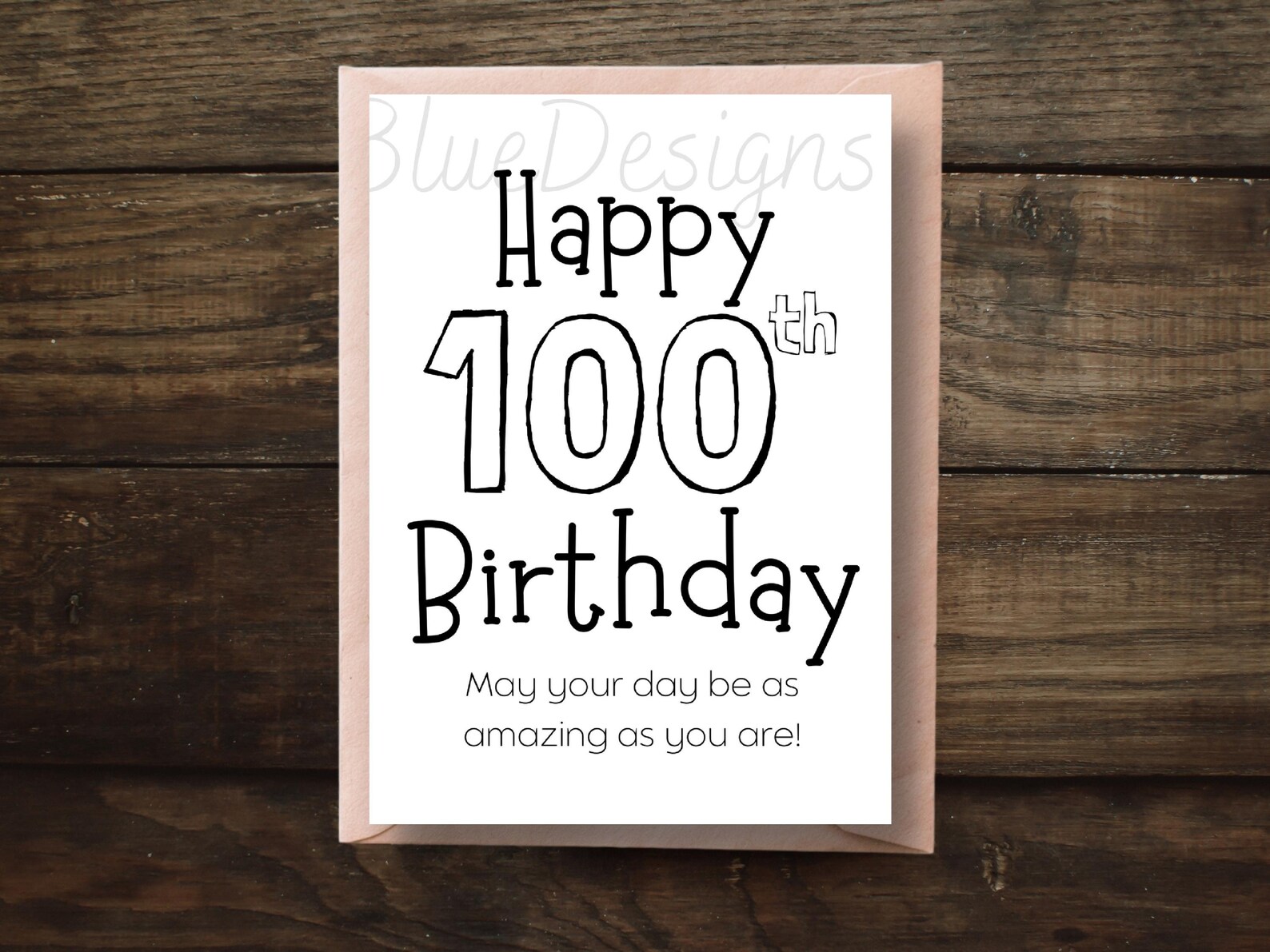 100th Birthday Card Printable, Simple Happy 100 Birthday Card, Grandma ...