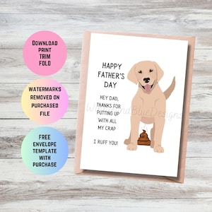 Funny Dog Dad Father&#39;s Day Card: Yellow Lab Pun (Printable PDF)