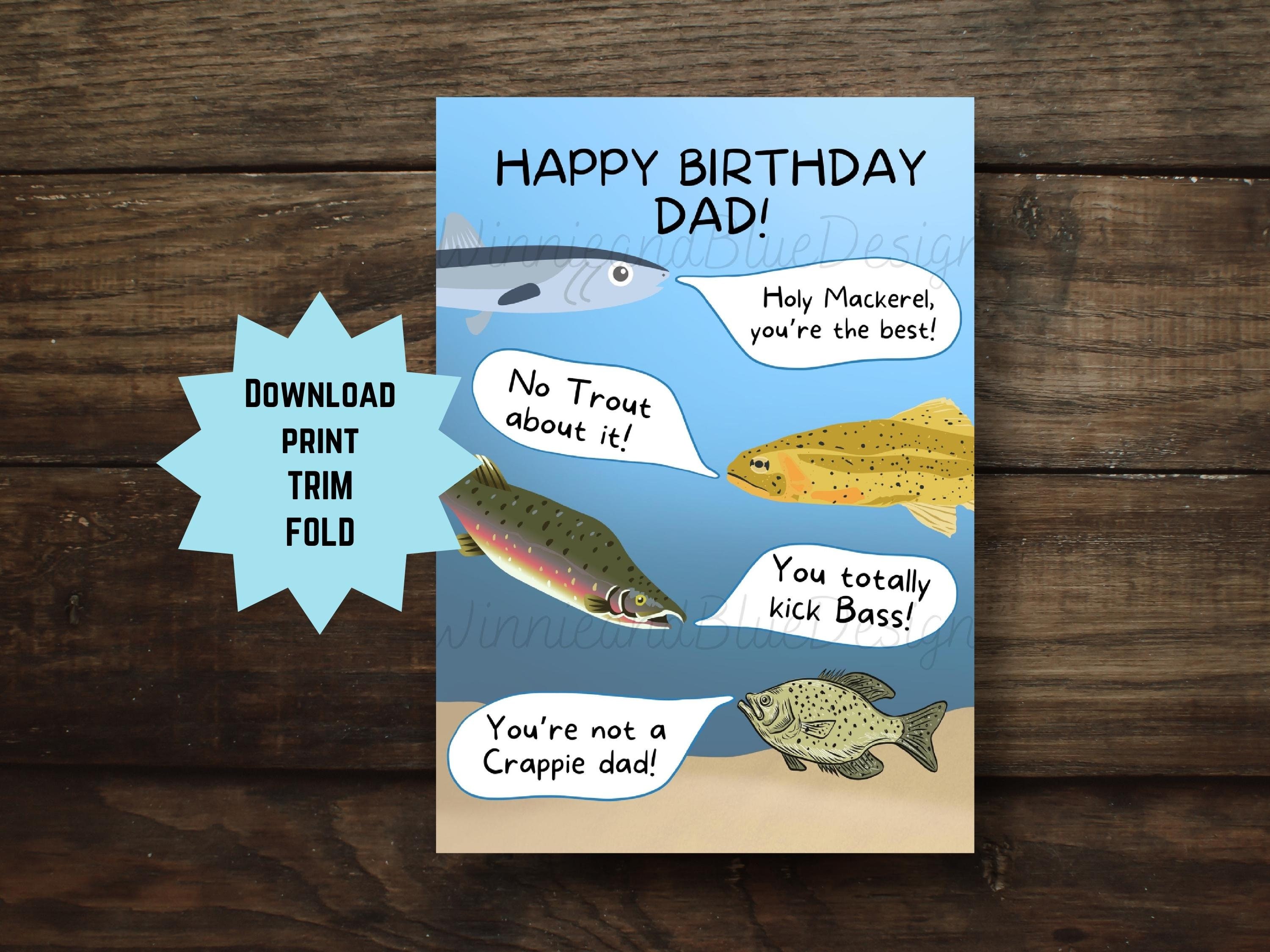 Printable Dad Birthday Card Funny Fish Birthday Card Dad - Etsy Canada