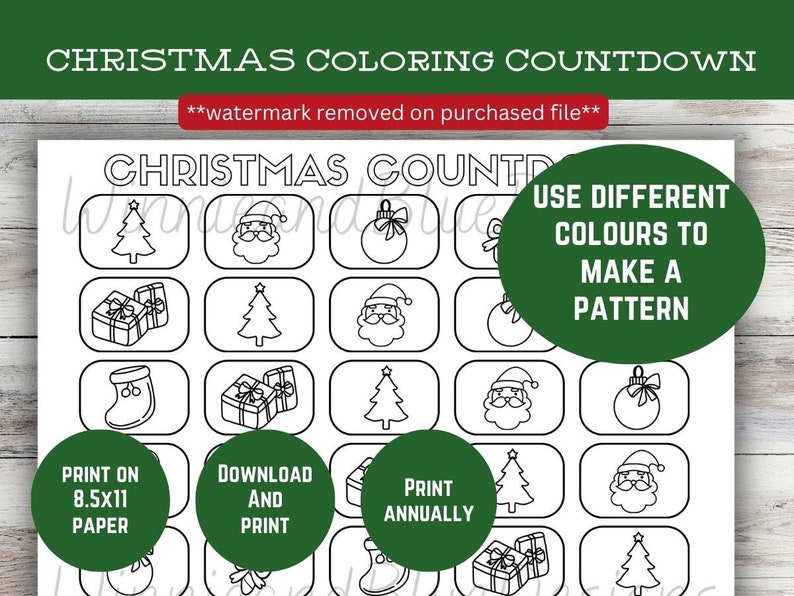 Color In Countdown Coloring Christmas Countdown for Kids | Santa Coloring Advent Calendar ...