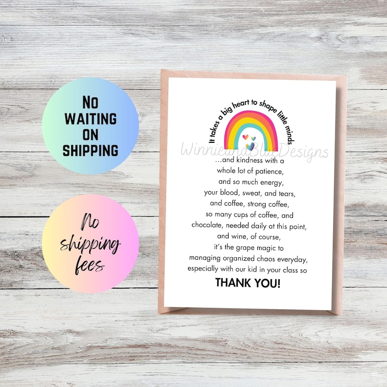 Printable Teacher Thank You Card, Funny Card for Teacher Appreciation ...