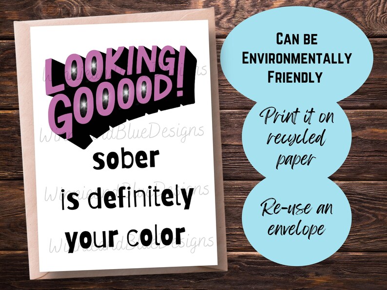 Printable Sobriety Card, Looking Good Sober Anniversary Card, Recovery ...