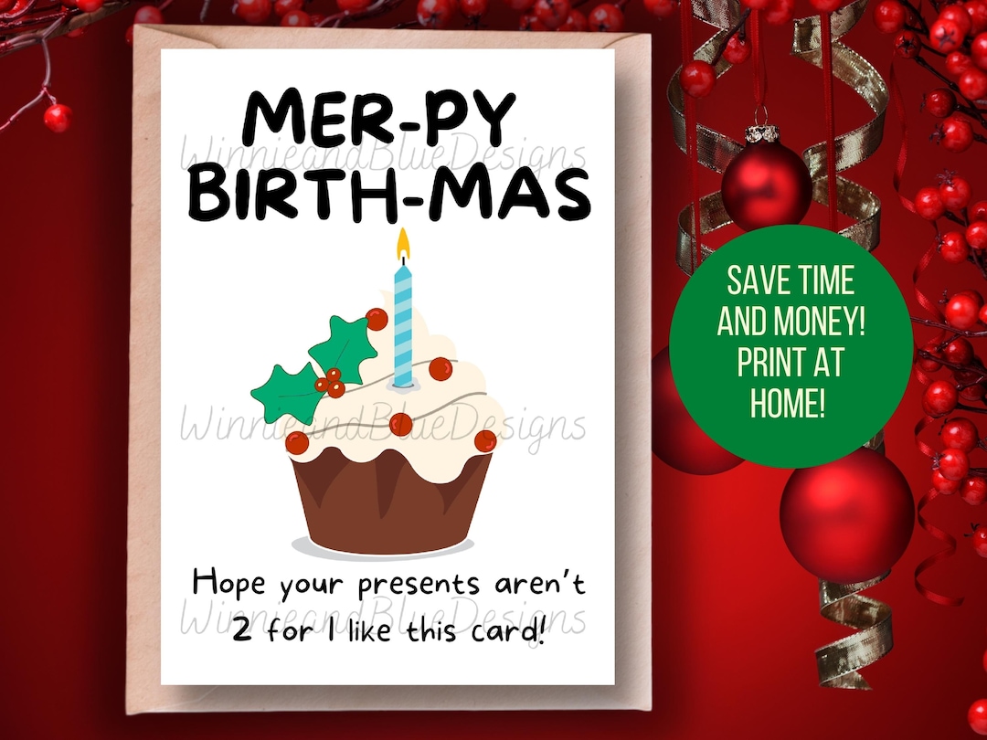 Printable Birthday Christmas Card Funny Christmas (Download Now) - Etsy