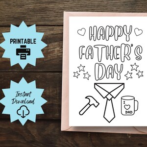 Afdrukbare kleurende vaderdagkaart, kleurkaart gelukkige Vaderdag, afdrukbare kaart voor papa, vaderdagcadeau, cadeau voor papa