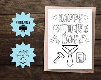 Printable Father's Day Coloring Card: Kid's Activity (PDF Pattern)