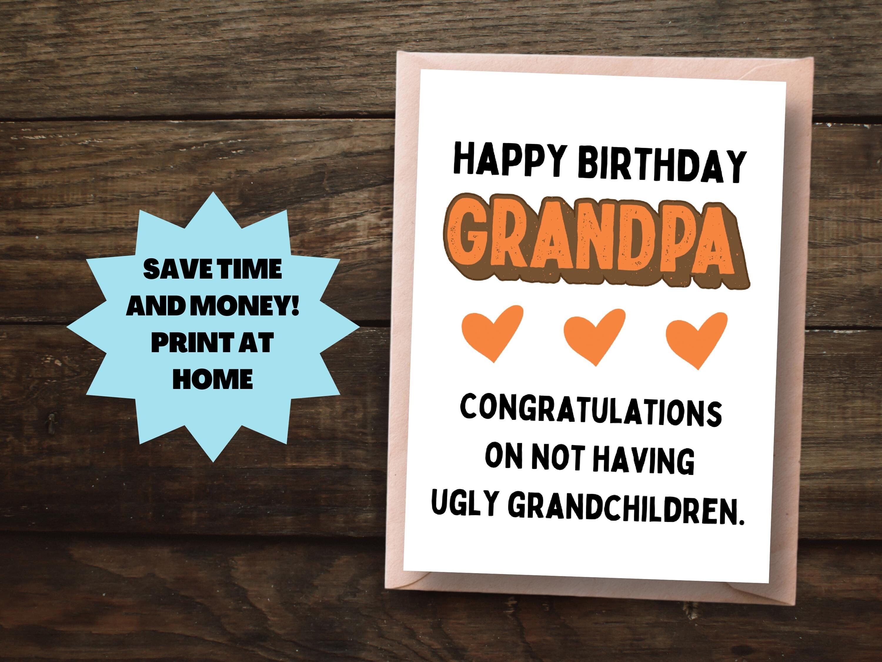 Grandpa Birthday Card, Printable Happy Birthday Card for Grandfather ...