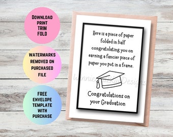 Funny Graduation Card: Fancy Paper Congrats (PDF)