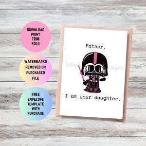 Funny Darth Vader Birthday Card for Dad: Star Wars Inspired (PDF)
