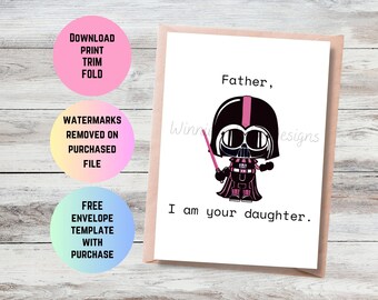 Lustige Geburtstagskarte für Darth Vader Papa: Star Wars inspiriert (PDF)