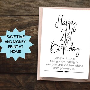 Funny 21st Birthday Card Printable Birthday Card Milestone | Etsy