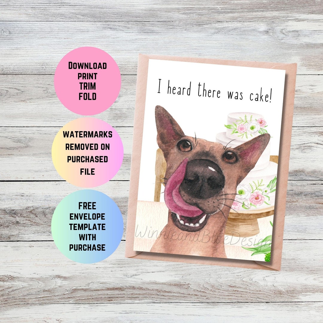 Printable Funny Dog Birthday Cake Card - Dog Birthday Card - Card From ...