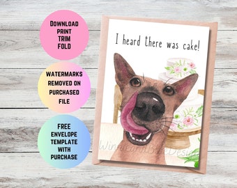 Printable Funny Dog Birthday Cake Card - Dog Birthday Card - Card From The Dog