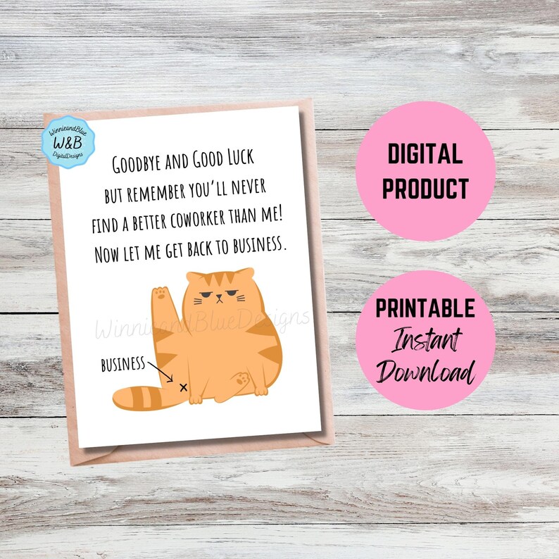 Funny Coworker Goodbye Card Printable Coworker Retirement Card Coworker ...