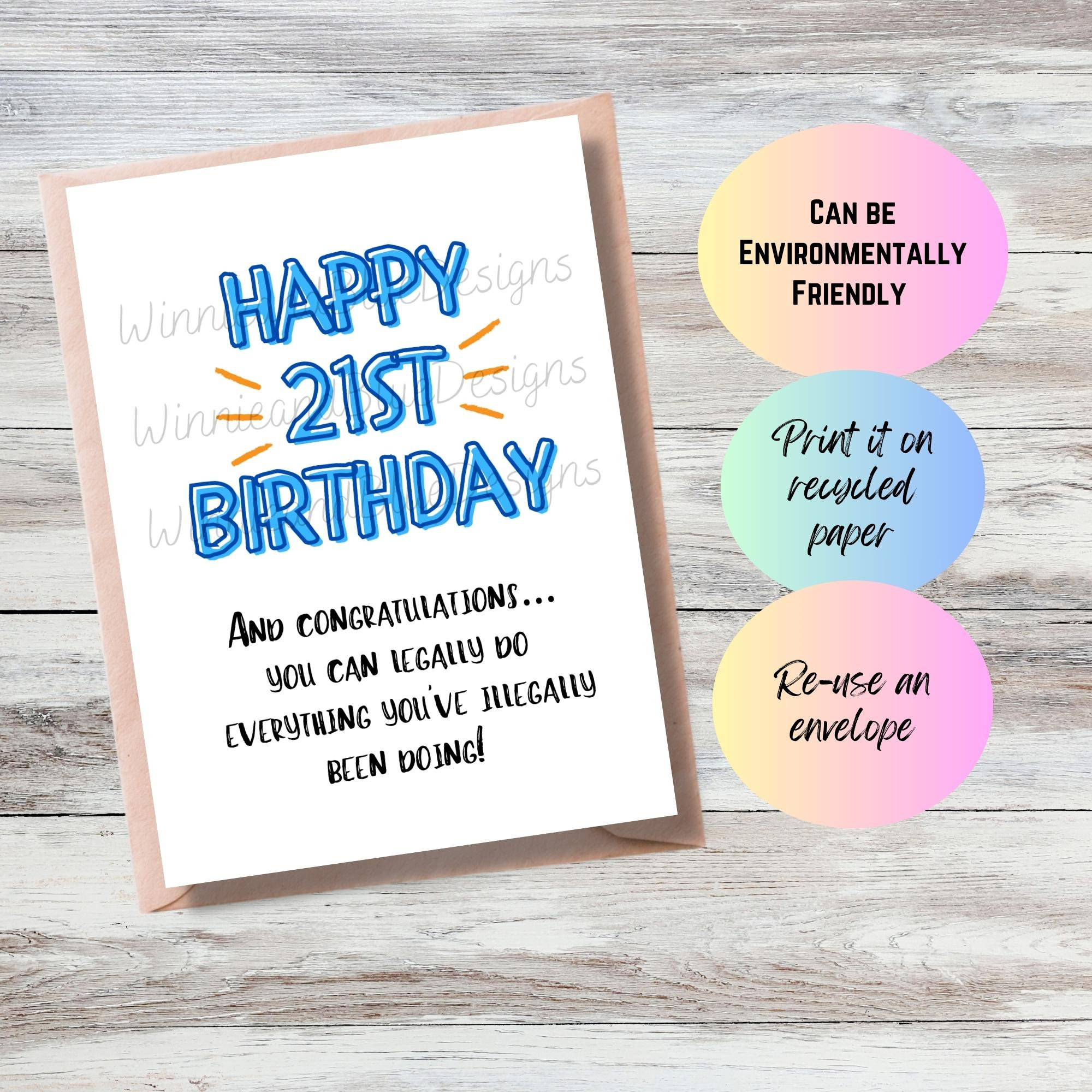 Funny 21st Birthday Card: Milestone Celebration (digital Download