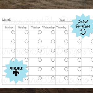 Printable Monthly Calendar Blank Minimalist Monthly Printable - Etsy