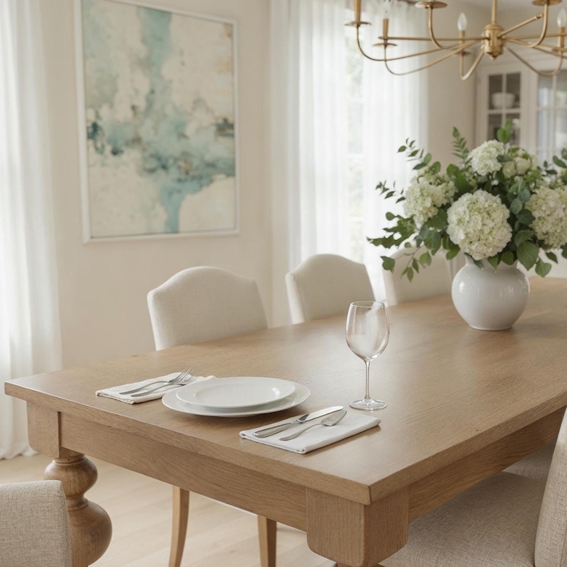 Rustic Farmhouse Dining Table | Solid Wood Turned Legs, French Country ...