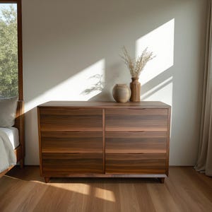Mid Century Modern Waterfall Dresser: Solid Wood Bedroom Furniture