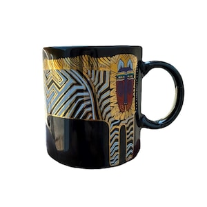 Laurel Burch Vintage Zebra Lion Cat Animal Mug