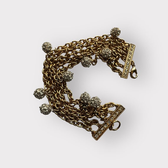 Nolan Miller Vintage Pave Gold Chain Tone Bracelet