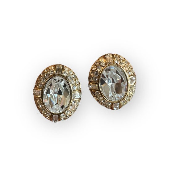 Givenchy Vintage Crystal Rhinestone Clip On Earri… - image 1