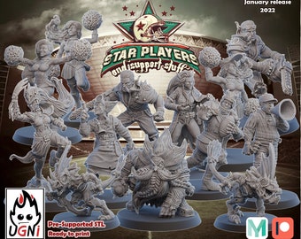 Star Player and Support Stuff  January 2023 ( 13 Models ) - UGNI miniatures- Fantasy Football