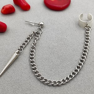 Pendiente de espiga con cadena y brazalete, Espiga de plata, Joyería para hombre, Espiga de acrílico, Colgante de cadena, Para hombre, Regalo para hombre, Grunge, Colgante de espiga