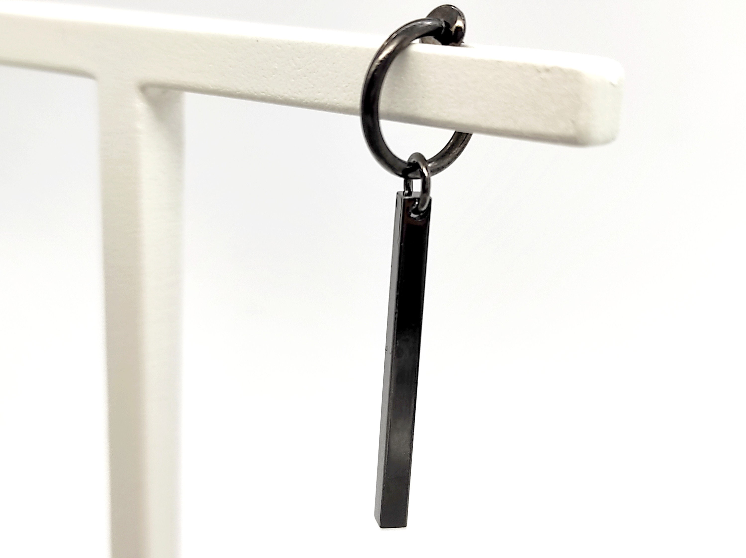 One Gunmetal Clipon Stick Dangle Stick Earring Male Stick Etsy