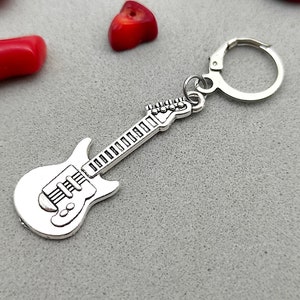 Silver Guitar Dangle Earring: Musical Instrument Charm (Single)