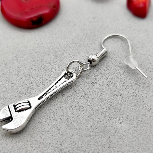 Boucles d’oreilles à clé, Outil bricoleur, Boucle d’oreille en argent, Cadeau pour lui, Boucle d’oreille outil, Boucles d’oreilles à clé réglable, Pince à clé, Bijoux faits à la main, Lui