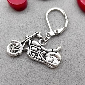 Motorbike Earring: Silver Motorcycle Jewelry, Biker Gift (Single)