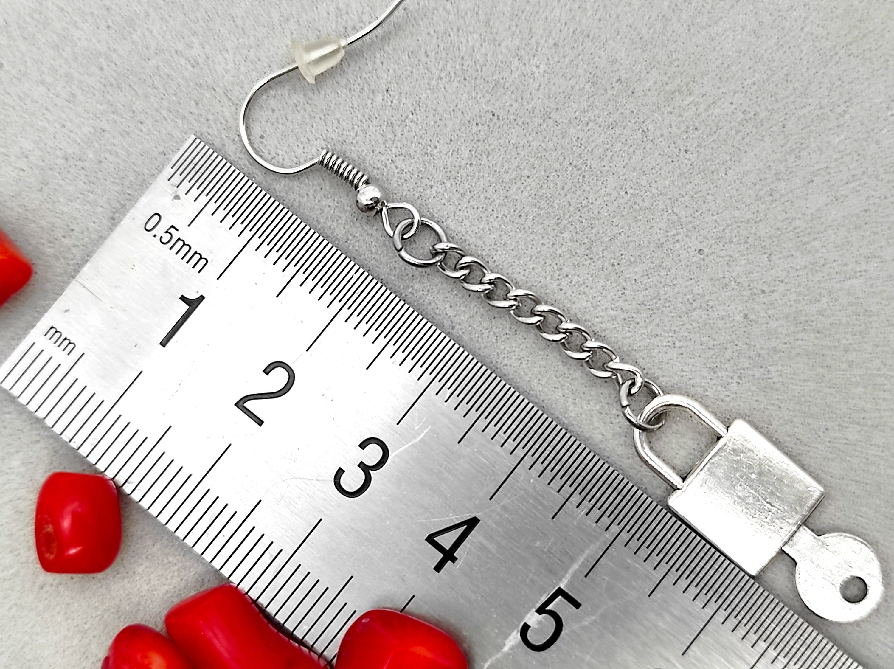 Lock Enc Keychain Lock and Key Chain Earring: Punk Gothic Jewelry (single) - Etsy