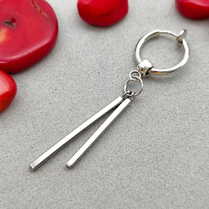 Dubbele stick clip op, Oorbel voor de man, Stick bungle, Lange stok oorbel, Mannen stick oorbel, Lange clip op stok, Bungel bar, Twee stick oorbel