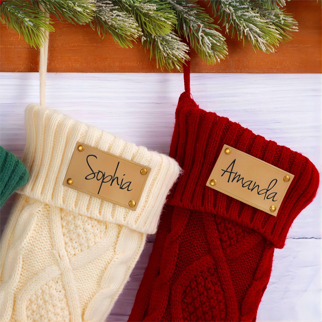 Christmas Stocking 2023 Leather Patch Custom Name Family Etsy