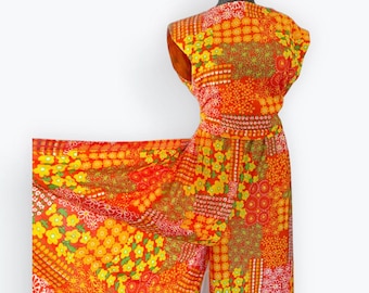 Vintage 60s 70s two piece palazzo pants and top set