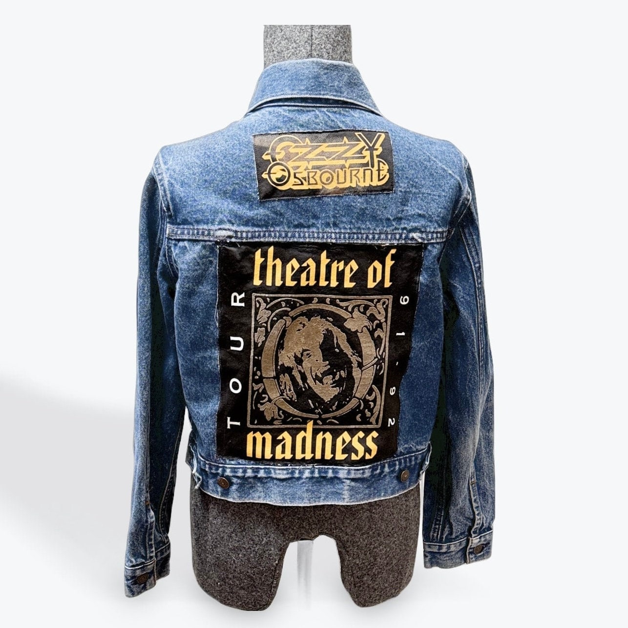 80's VINTAGE Ozzy Osbourne Denim Battle Jacket With Patches