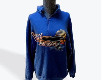 トップス Harley-Davidson Sturgis 50 Years 80s90s Vintage 80s 90s RARE RETRO Sturgis Harley Davidson Half Zip - Etsy