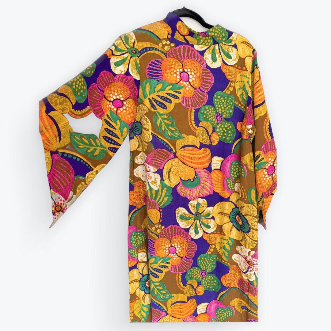 Vintage 60s 70s Caftan Angel Sleeve Psychedelic Hawaiian - Etsy