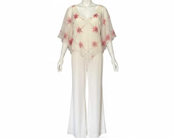 Jody of California angel sleeve chiffon flower power jumpsuit