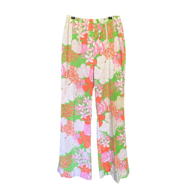 Vintage 1970 60s Lilly Pulitzer The Lilly Floral Sailor Pants image 1