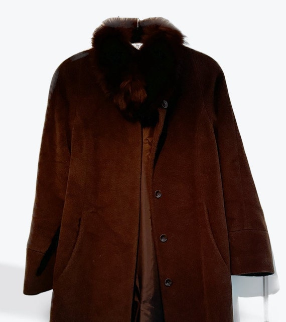 Vintage chocolate brown Albert Nipon wool coat, Sa