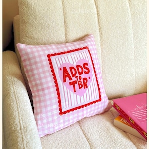 Red Striped Book Design Polyester Square Pillow