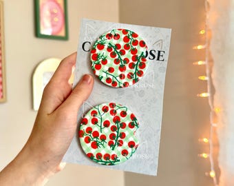 Tomato Gingham Print Car Coasters