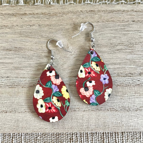 Piano floral teardrop earrings