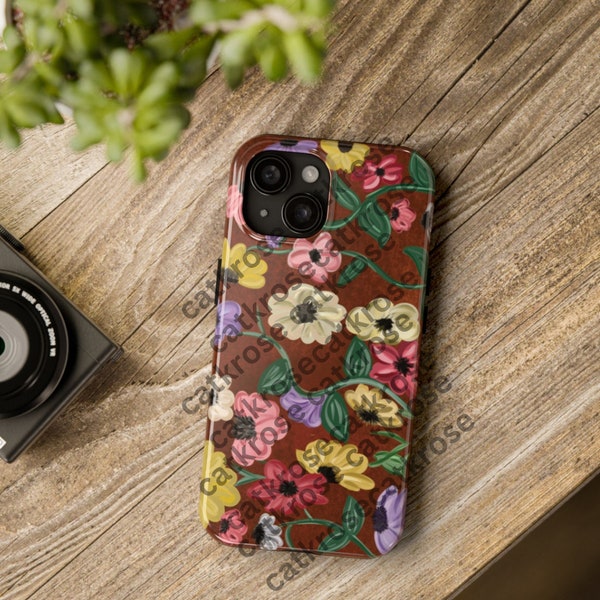 Piano floral print phone case