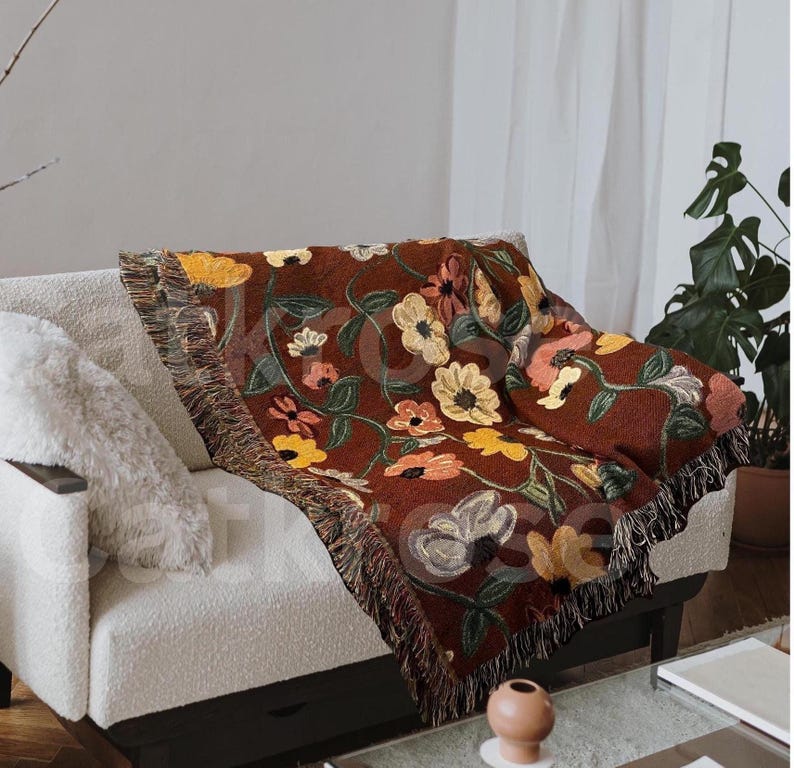Piano Floral Woven Blanket