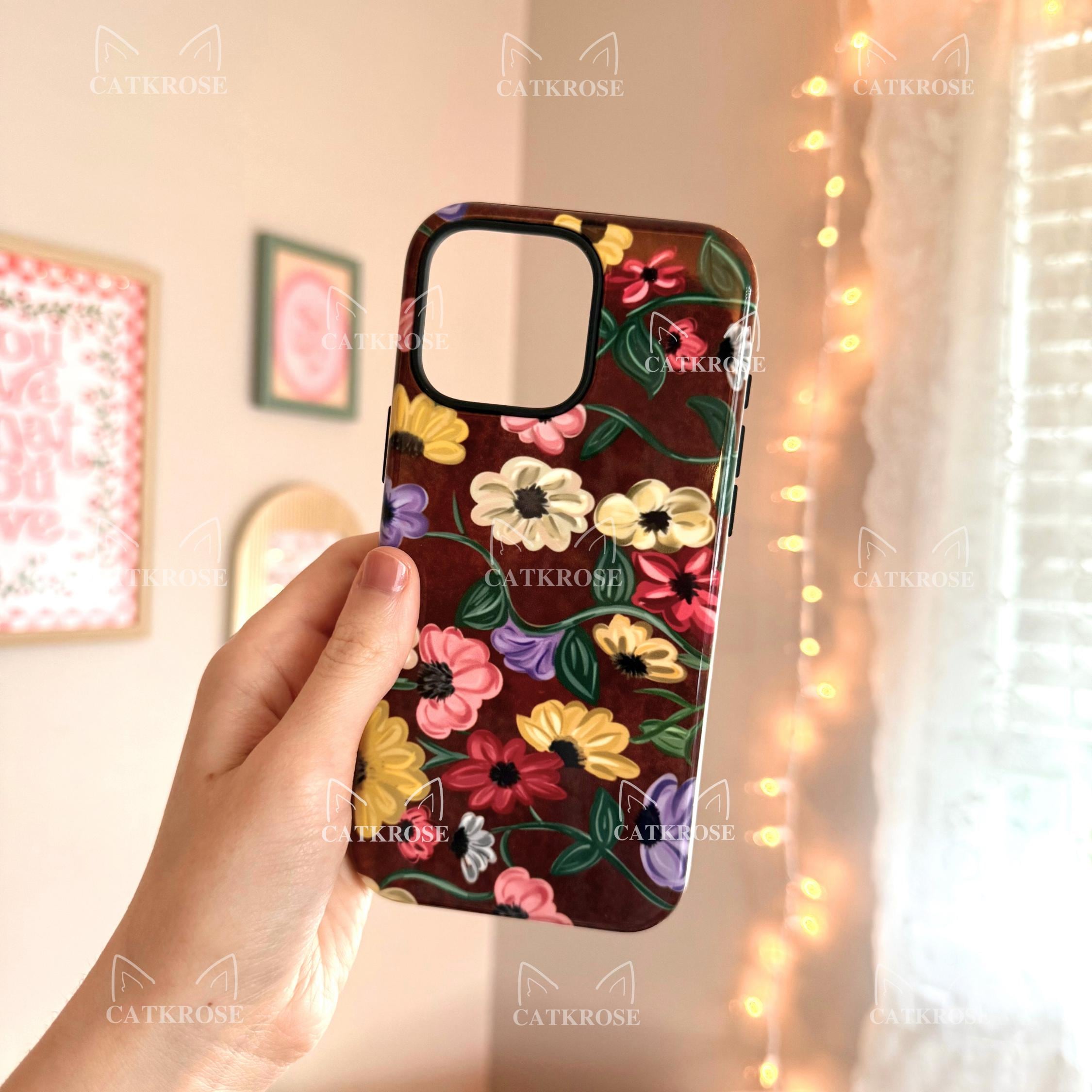Piano floral print phone case