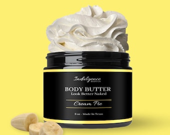 Banana Cream Pie Body Butter , Whipped Body Butter For Dry Skin , Black Owned Skincare , Creamy Non Greasy Luxurious Moisturizer For Skin